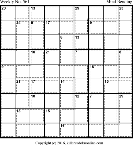 Killer Sudoku for 10/3/2016