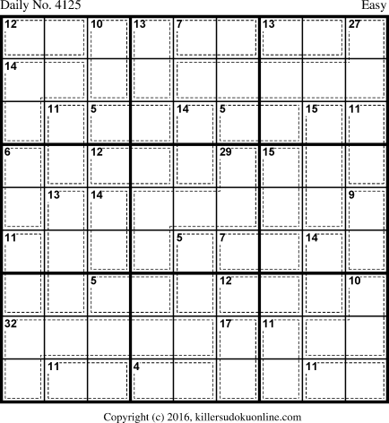 Killer Sudoku for 4/4/2017