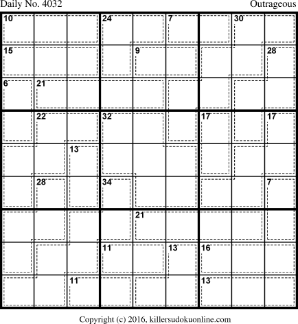 Killer Sudoku for 1/1/2017