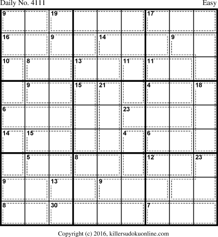 Killer Sudoku for 3/21/2017