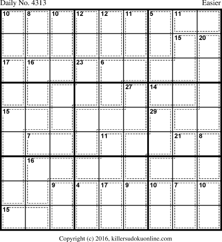 Killer Sudoku for 10/9/2017
