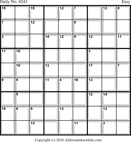 Killer Sudoku for 7/31/2017