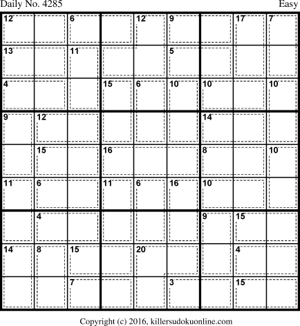 Killer Sudoku for 9/11/2017