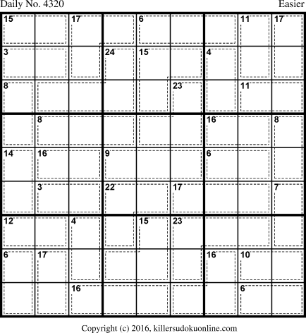 Killer Sudoku for 10/16/2017