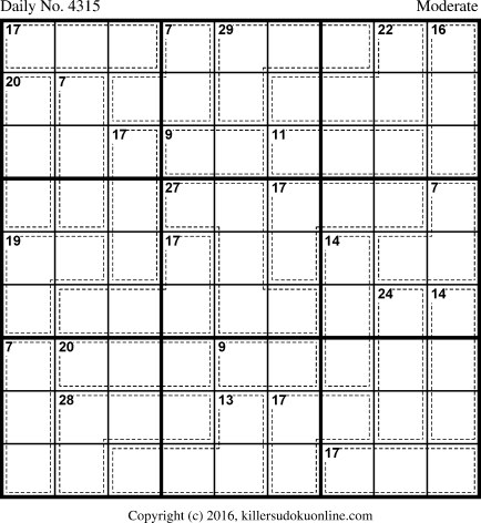 Killer Sudoku for 10/11/2017