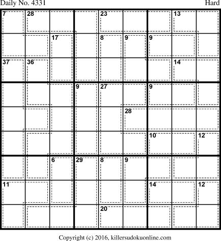 Killer Sudoku for 10/27/2017