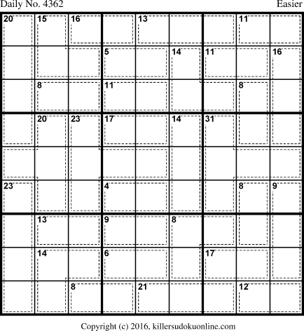 Killer Sudoku for 11/27/2017