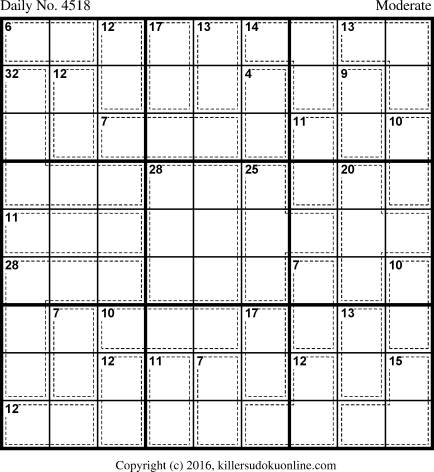 Killer Sudoku for 5/2/2018