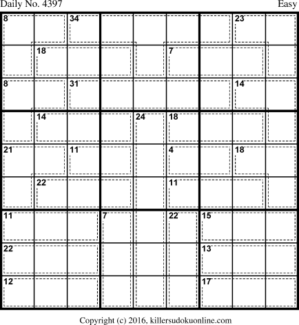 Killer Sudoku for 1/1/2018
