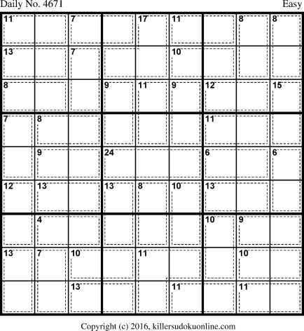 Killer Sudoku for 10/2/2018