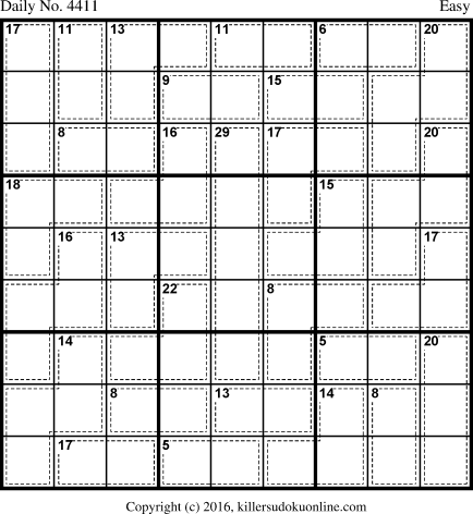 Killer Sudoku for 1/15/2018