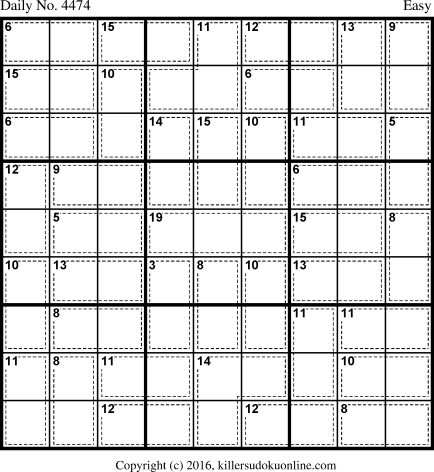 Killer Sudoku for 3/19/2018