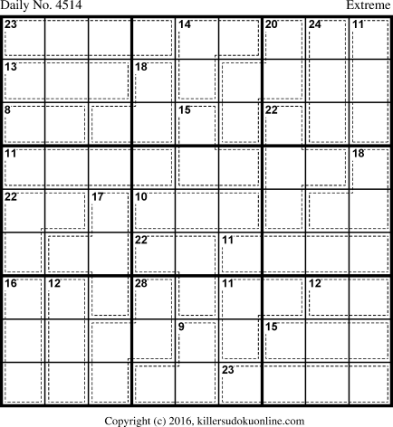 Killer Sudoku for 4/28/2018