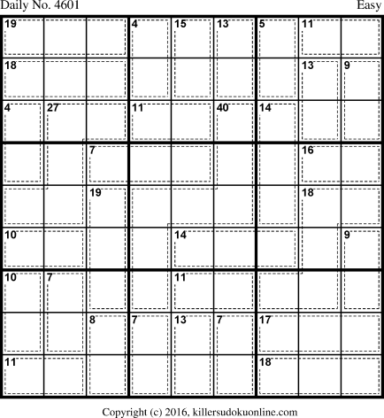 Killer Sudoku for 7/24/2018