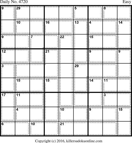 Killer Sudoku for 11/20/2018