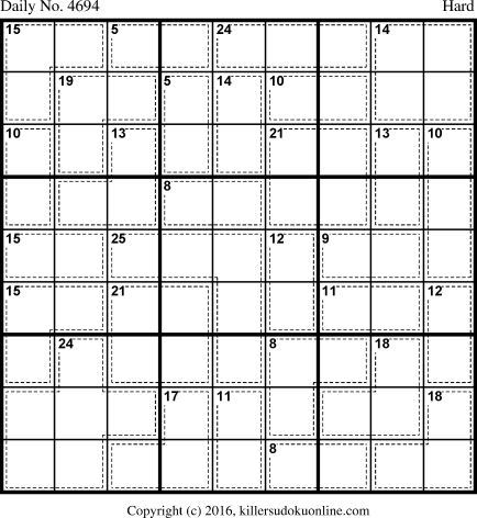 Killer Sudoku for 10/25/2018