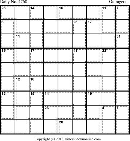 Killer Sudoku for 12/30/2018
