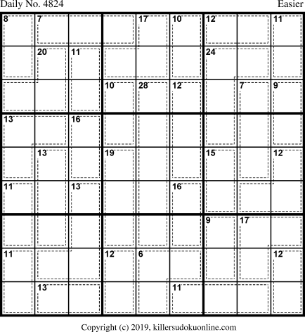 Killer Sudoku for 3/4/2019