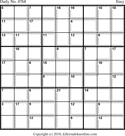 Killer Sudoku for 1/7/2019