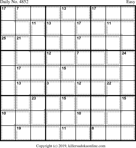 Killer Sudoku for 4/1/2019