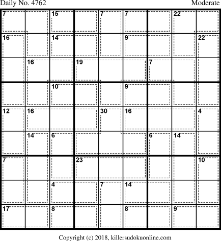 Killer Sudoku for 1/1/2019