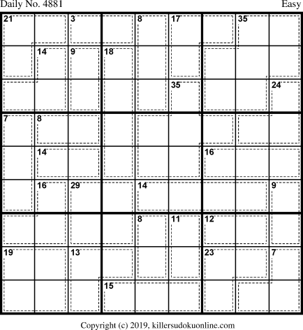 Killer Sudoku for 4/30/2019