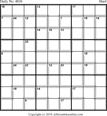 Killer Sudoku for 3/16/2019