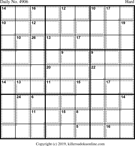 Killer Sudoku for 5/25/2019
