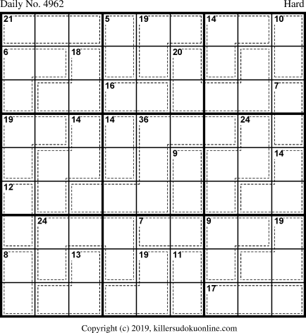 Killer Sudoku for 7/20/2019