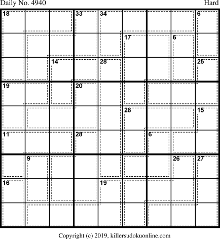 Killer Sudoku for 6/28/2019