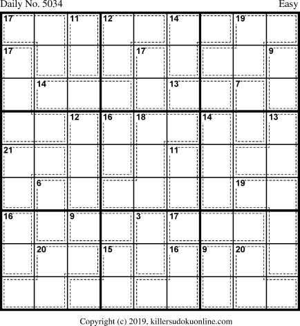 Killer Sudoku for 9/30/2019