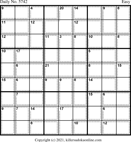 Killer Sudoku for 9/7/2021