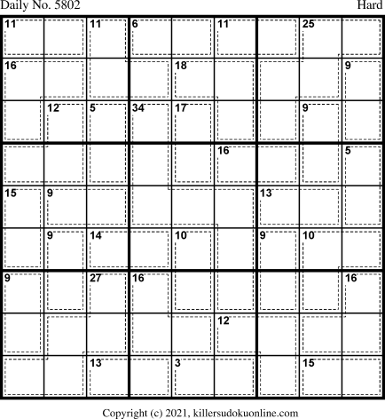 Killer Sudoku for 11/6/2021