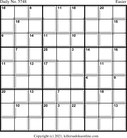 Killer Sudoku for 9/13/2021