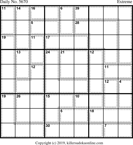 Killer Sudoku for 6/27/2021