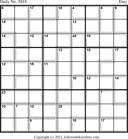 Killer Sudoku for 11/22/2021