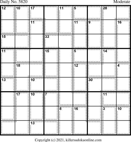 Killer Sudoku for 11/24/2021