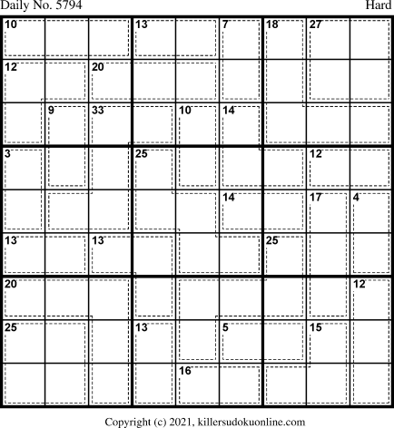 Killer Sudoku for 10/29/2021