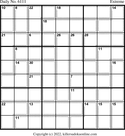 Killer Sudoku for 9/11/2022