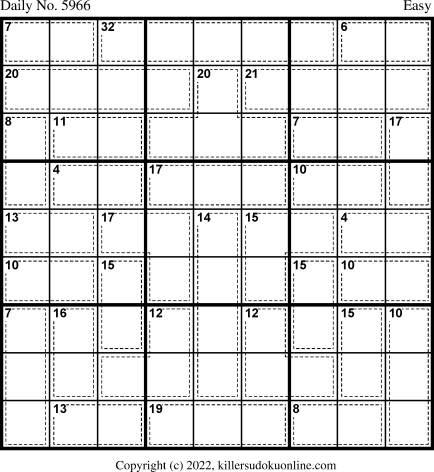 Killer Sudoku for 4/19/2022
