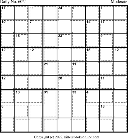 Killer Sudoku for 6/16/2022