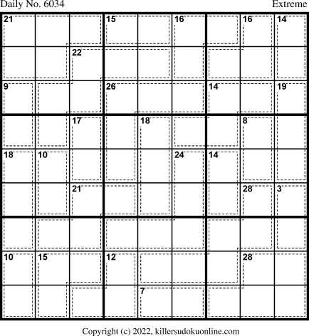 Killer Sudoku for 6/26/2022