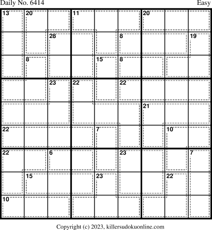 Killer Sudoku for 7/11/2023
