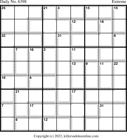 Killer Sudoku for 6/25/2023
