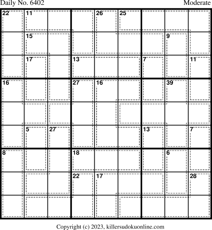 Killer Sudoku for 6/29/2023