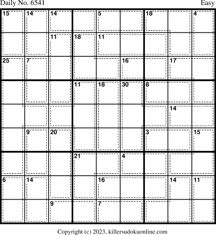 Killer Sudoku for 11/15/2023