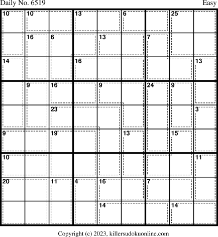 Killer Sudoku for 10/24/2023
