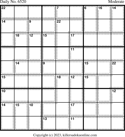 Killer Sudoku for 10/25/2023