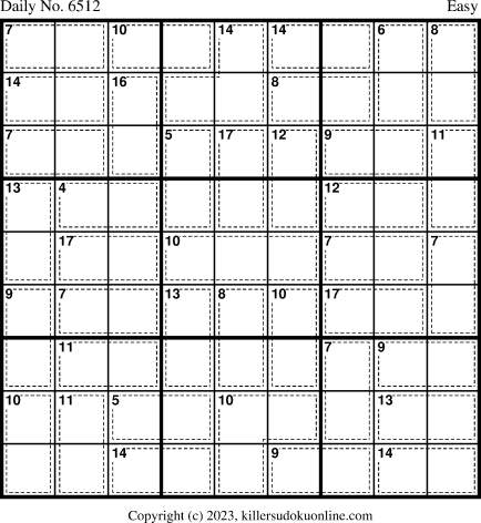 Killer Sudoku for 10/17/2023