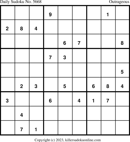 Killer Sudoku for 9/9/2023
